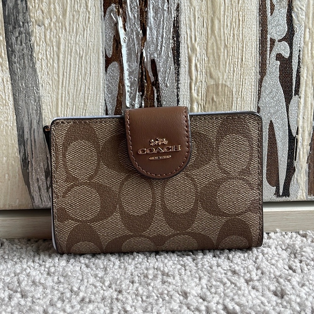 COACH Medium Corner Zip Wallet In Signature Canvas